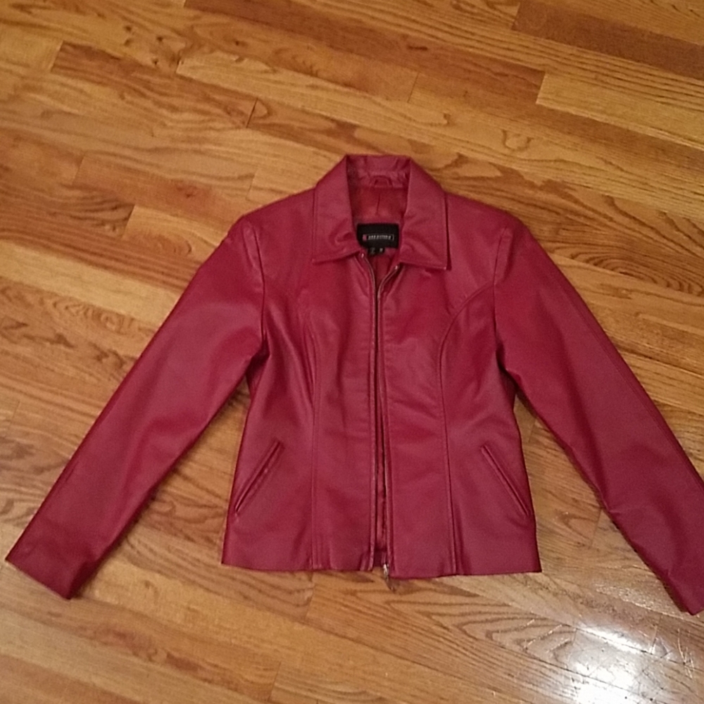Women's Dark Red Leather Jacket